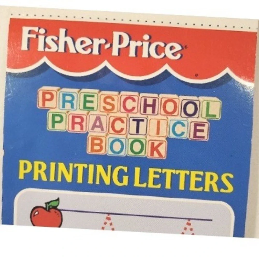 Vintage 1998 Fisher Price Preschool Practice Book Printing Letters Workbook